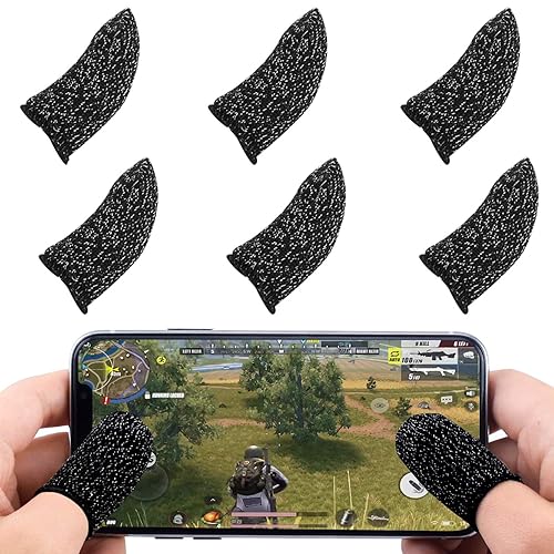 Newseego for Mobile Game Controller Finger Sleeve Sets [6 Pack], Anti-Sweat Breathable Full Touch Screen Sensitive Shoot Aim Joysticks Finger Set