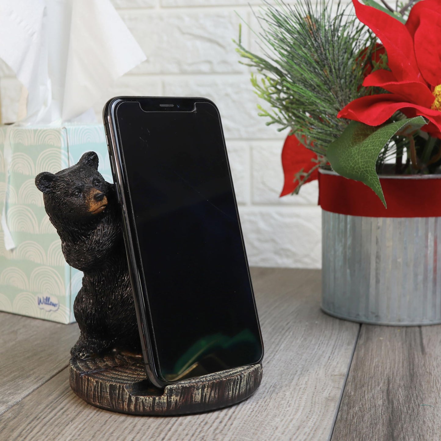 Needzo Black Bear Phone Holder for Desk, Cellphone Stand, Fits All Smartphones, 5 Inches