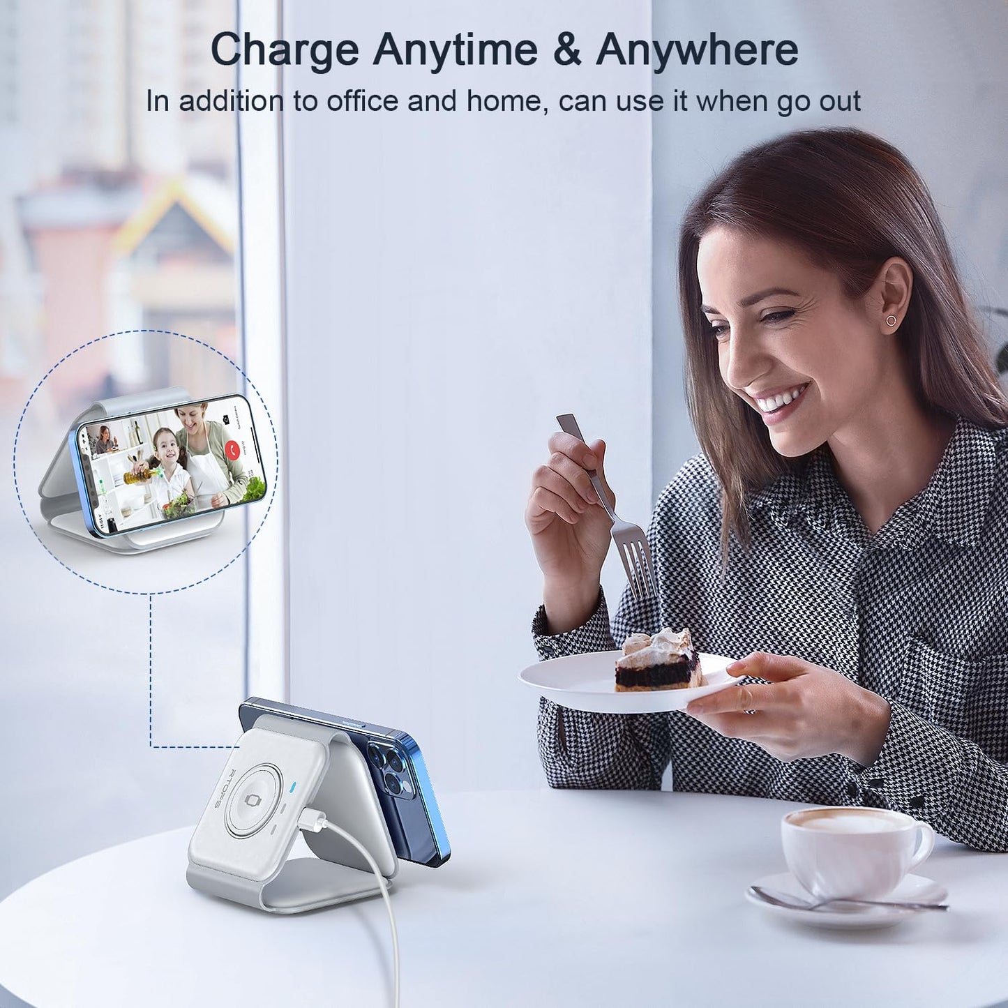 Wireless Charger 3 in 1,RTOPS Magnetic Traval Wireless Charging Station Multiple Devices,GaN 3 in 1 Charging Station,Compatible