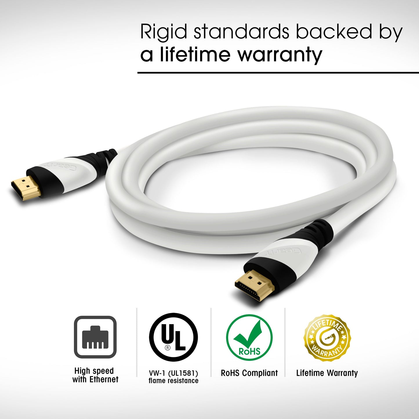 15 Ft HDMI Cable, GearIT 10-Pack Pro Series HDMI 2.0 Cable 15 Feet High Speed Ethernet Support 4K 60Hz / 1440P 144hz Resolution in 3D Video and 3D