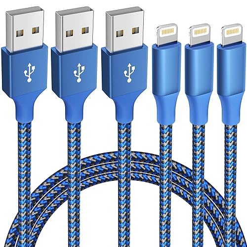 3 Pack 10 FT iPhone Charger Fast Charging Cord MFi Certified Lightning Cable Nylon Braided iPhone Charger Cord Compatible with iPhone 14 13 12 11 Pro…