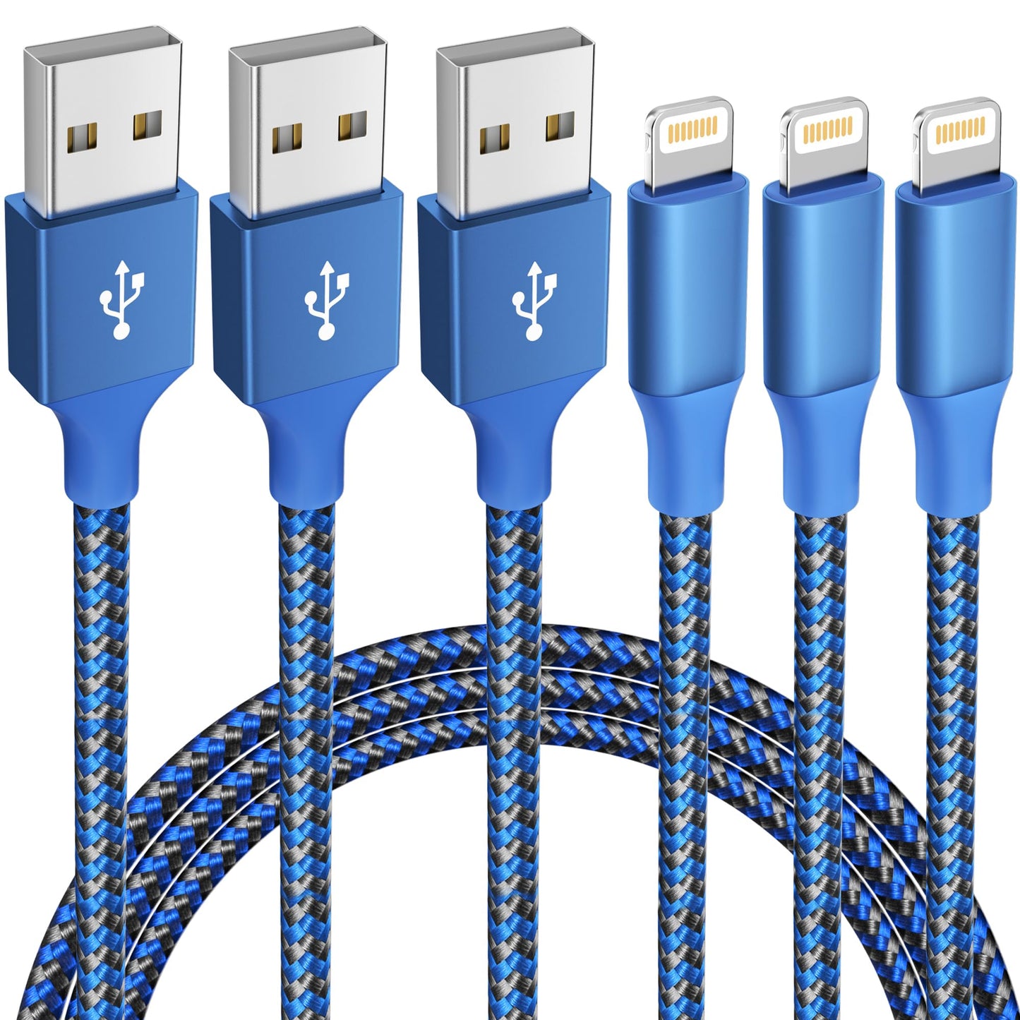 3 Pack 10 FT iPhone Charger Fast Charging Cord MFi Certified Lightning Cable Nylon Braided iPhone Charger Cord Compatible with iPhone 14 13 12 11 Pro…