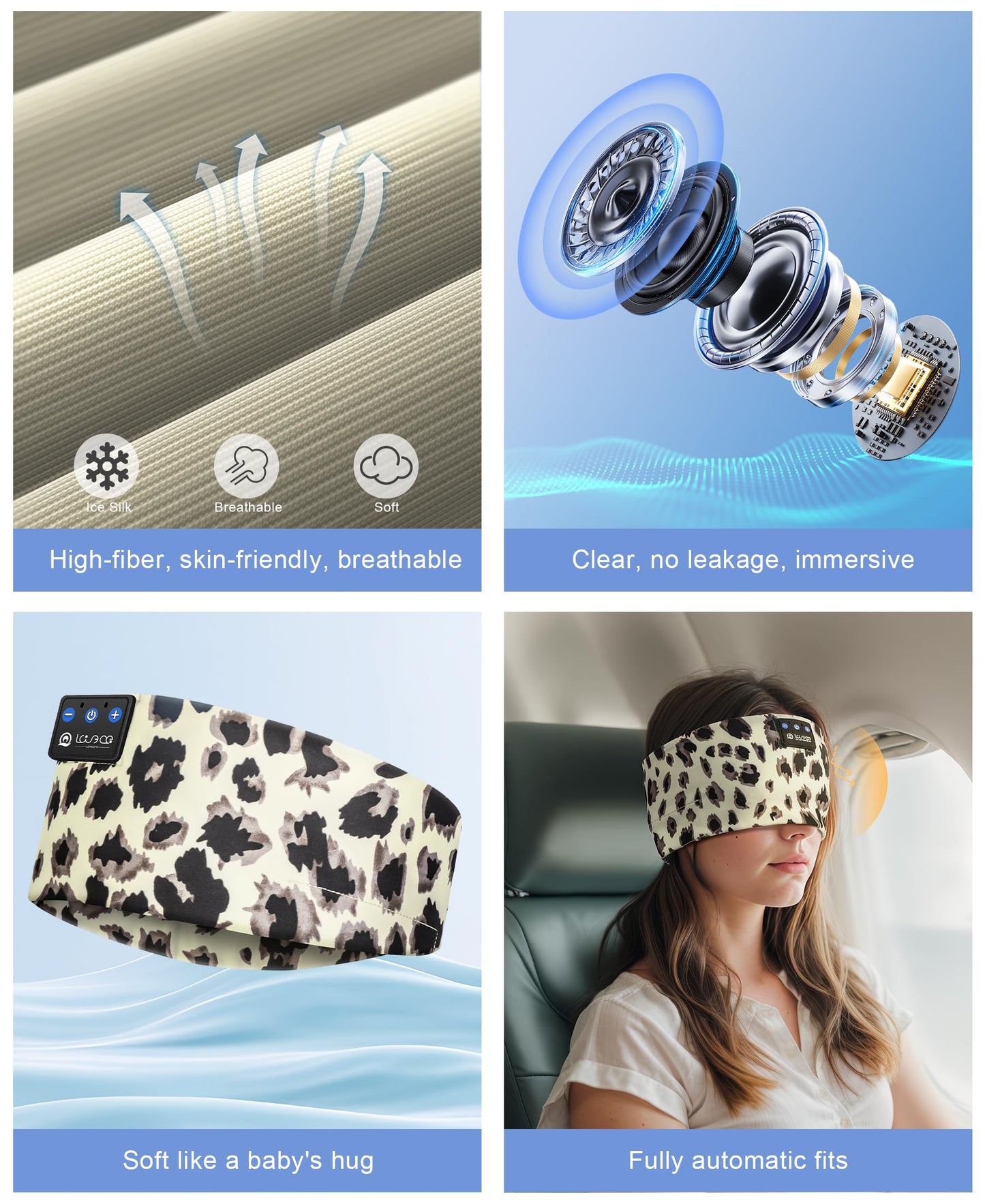 LOVE EYE Sleep Headphones Wireless Headband Headphones Bluetooth 5.4 for Side Sleeper Bluetooth Headband Earphones for Sports for tech Gadgets Gifts
