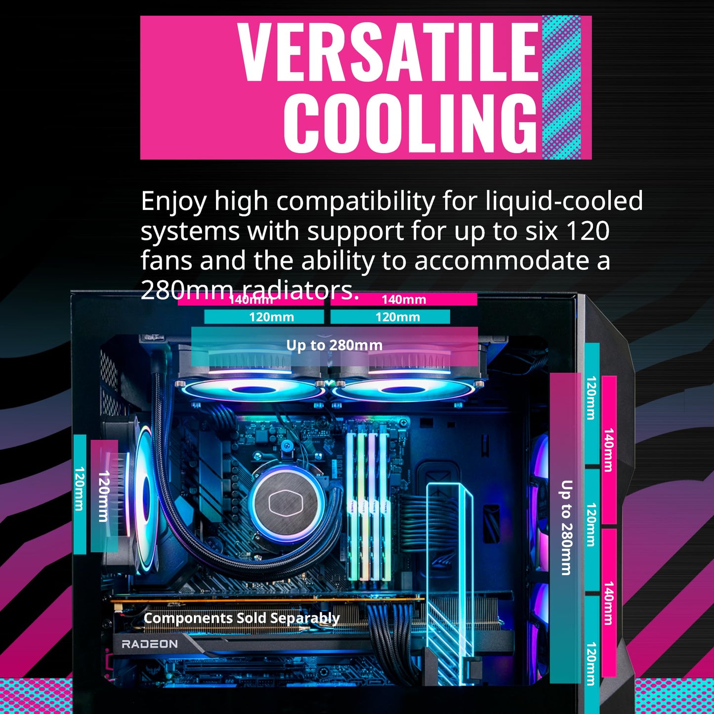 Cooler Master TD300 Mesh Micro-ATX Tower with Polygonal Mesh Front ana Removable Top Panel, ARGB/PWM Hub Tempered Glass, Dual Sickleflow PWM ARGB