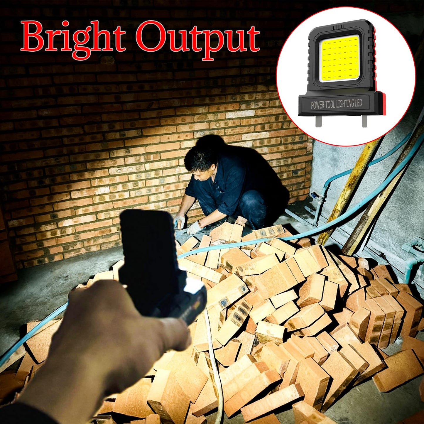 Battery Powered LED Flood Light for Electric Tools - Bright, Portable, and Versatile Outdoor Work Light (Battery Pack not Included) (Red)