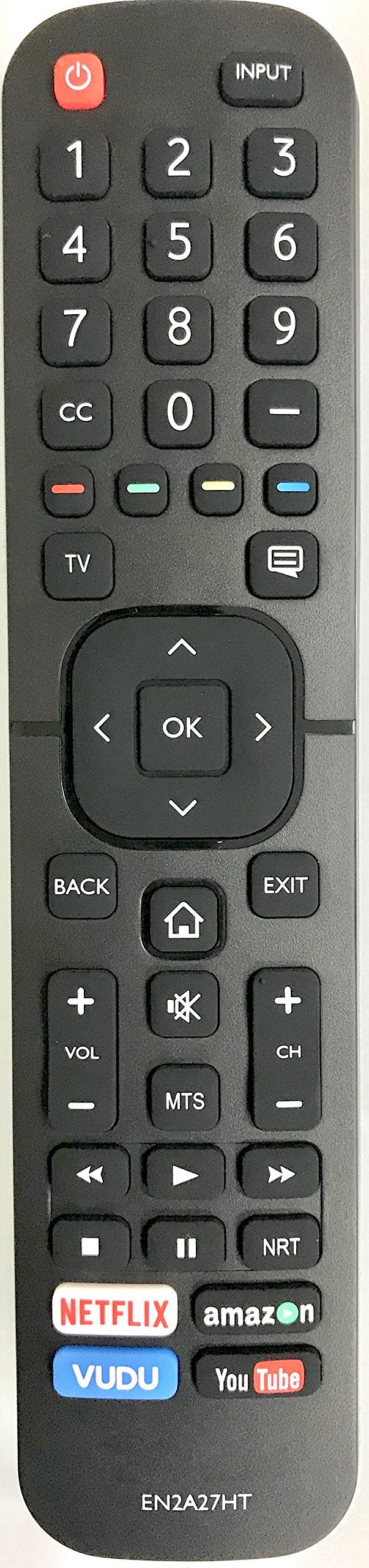 Universal for Hisense-Smart-TV-Remote, EN2A27HT Remote Compatible with All Hisense 4K LED HD UHD Smart TVs with Netflix, YouTube, VUDU Buttons