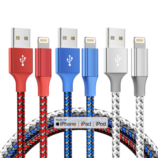 iPhone Charger Cord 3Pack 10FT Apple MFi Certified Nylon Braided Fast Charging Lightning Cable Compatible with iPhone 14/13/12/11 Pro/11/XS MAX/XR…