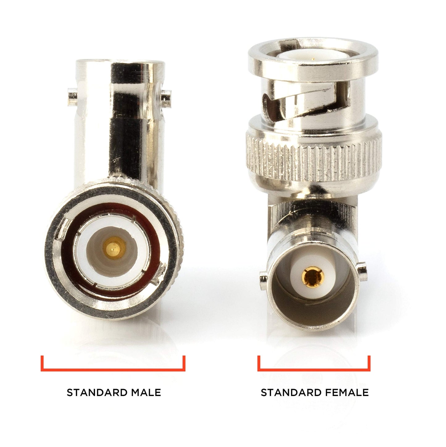 THE CIMPLE CO - BNC 90-Degree Adapters for Coaxial Cable - Elbow Couplers with Male Input to Female Output - Right-Angle Connectors for 50 and 75 Ohm