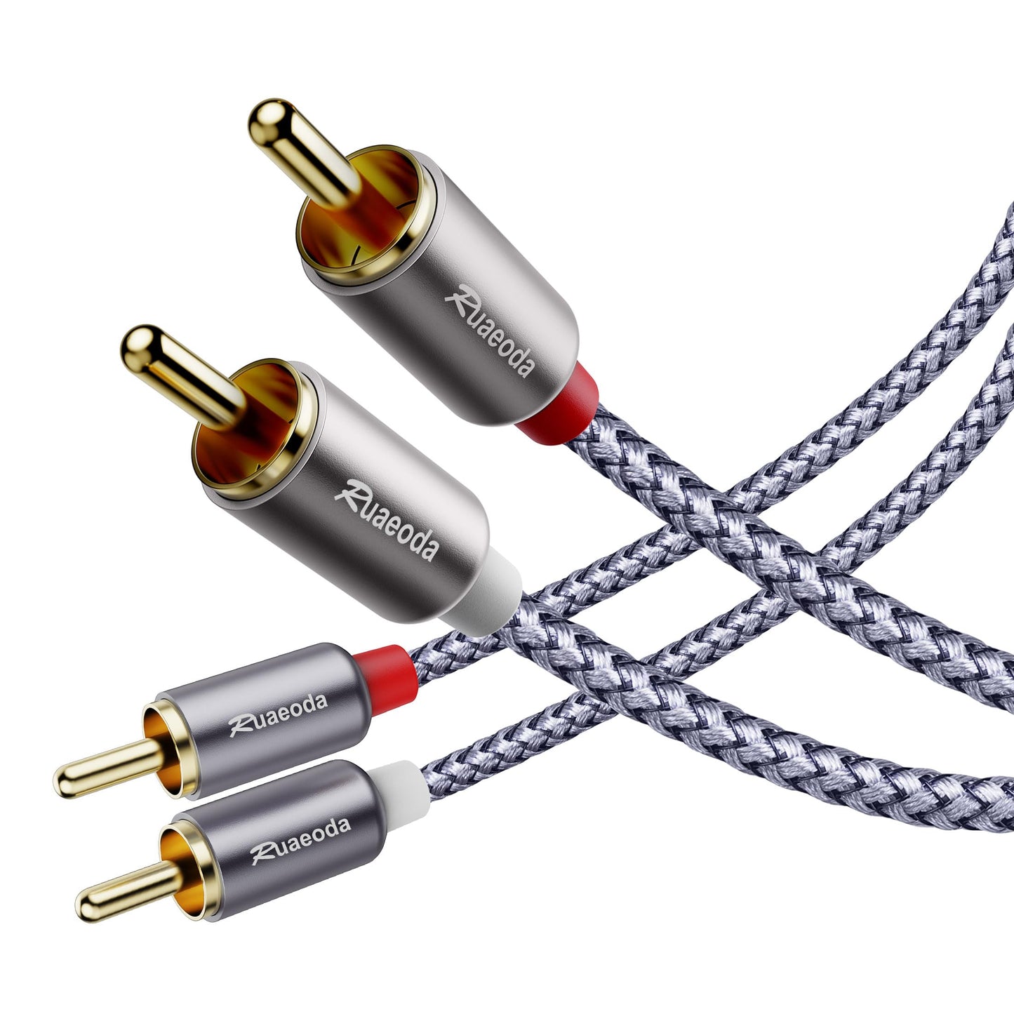 Ruaeoda 2RCA Cable 6 ft, 2RCA Male to 2RCA Male Stereo Audio Cables Shielded Braided 2RCA Stereo Cable for Home Theater, HDTV, Amplifiers, Hi-Fi