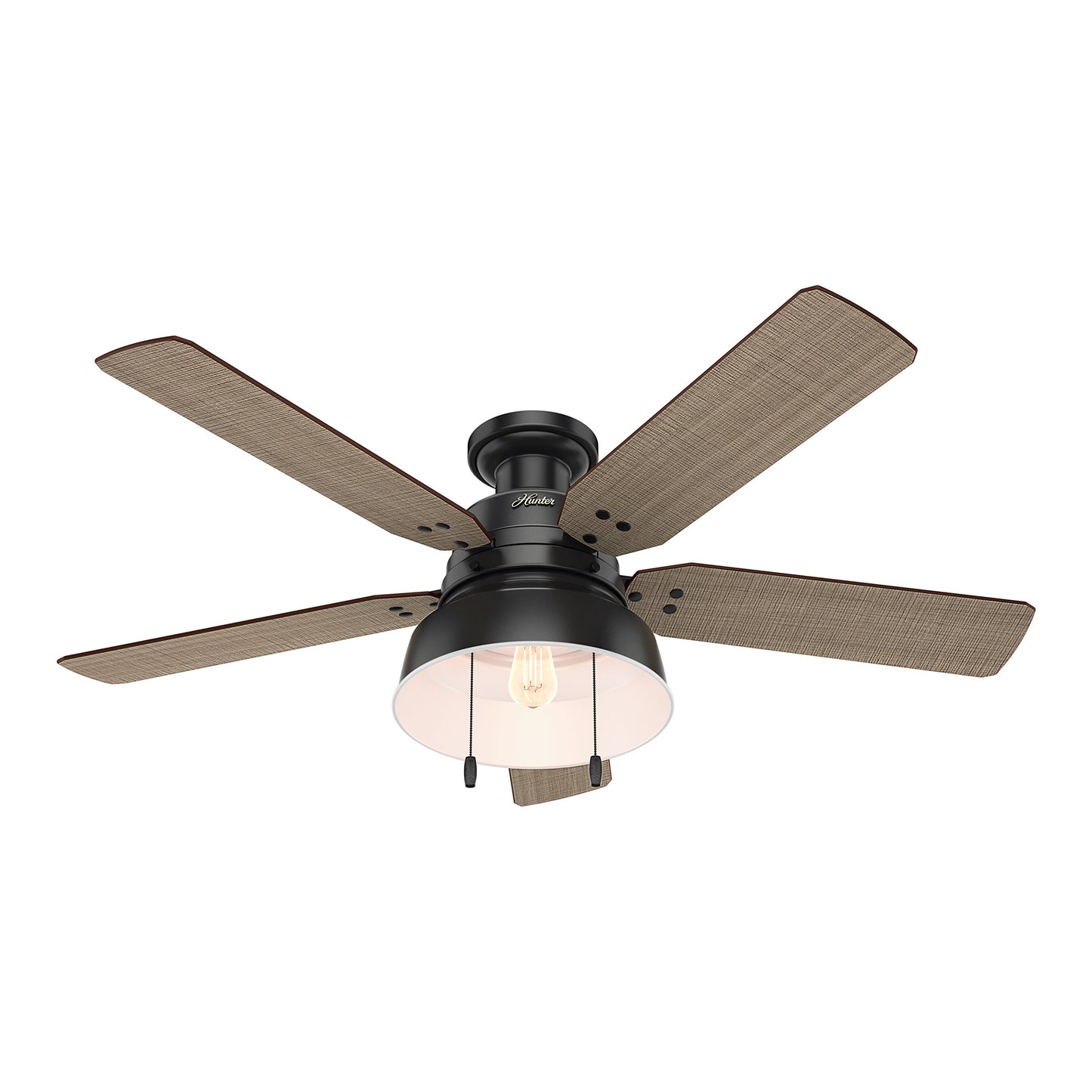 Hunter Fan 52 in. Outdoor Low Profile Ceiling Fan with LED Light kit in Matte Black (Renewed)