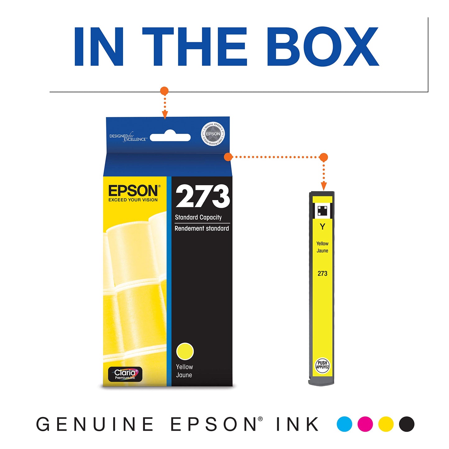 Epson 273 Claria Ink Standard Capacity Yellow Cartridge (T273420-S) Works with Expression Premium XP-520, 600, 610, 620, 800, 810, 820
