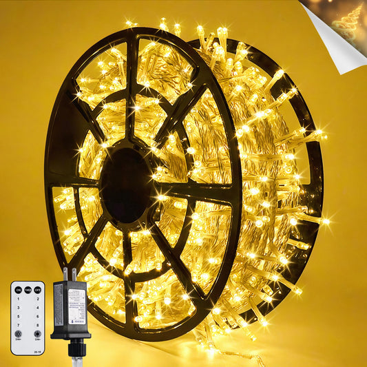 JMEXSUSS 168FT 600 LED String Lights for Outside Clear Wire, Warm White Christmas Lights Outdoor Waterproof, Tree Lights Outdoor Plug in for Patio
