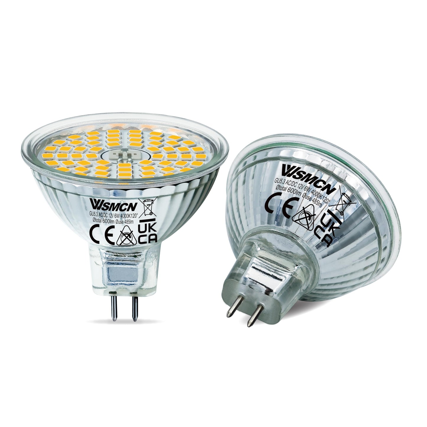 MR16 GU5.3 LED Bulbs 6W Replace 60W Halogen Equivalent 4000K Neutral White 485Lm, 12V Low Voltage Non-Dimmable 120° Flicker-Free Spotlight