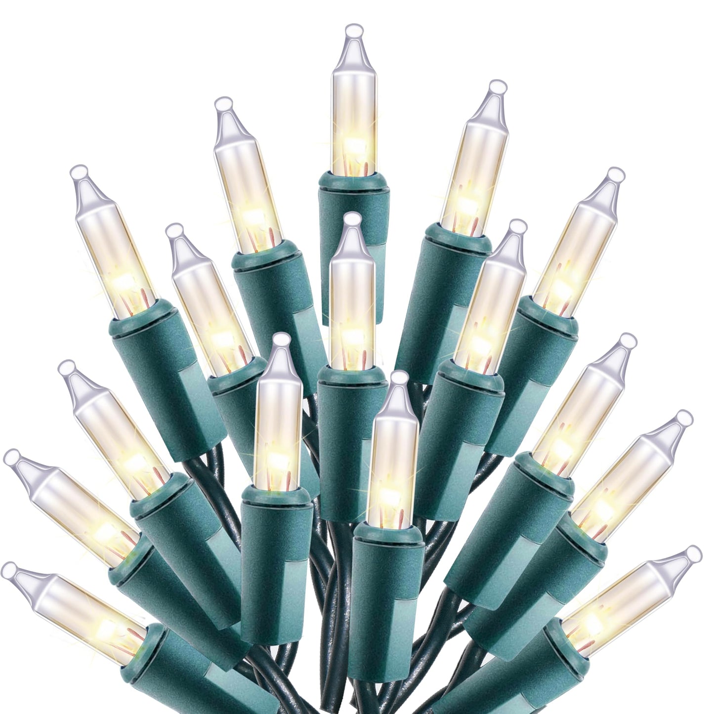 Holiday Essence Clear Christmas Lights Green Wire, 100 Incandescent Mini String Lights Set for Indoor Outdoor Holiday Lighting Decoration, Christmas