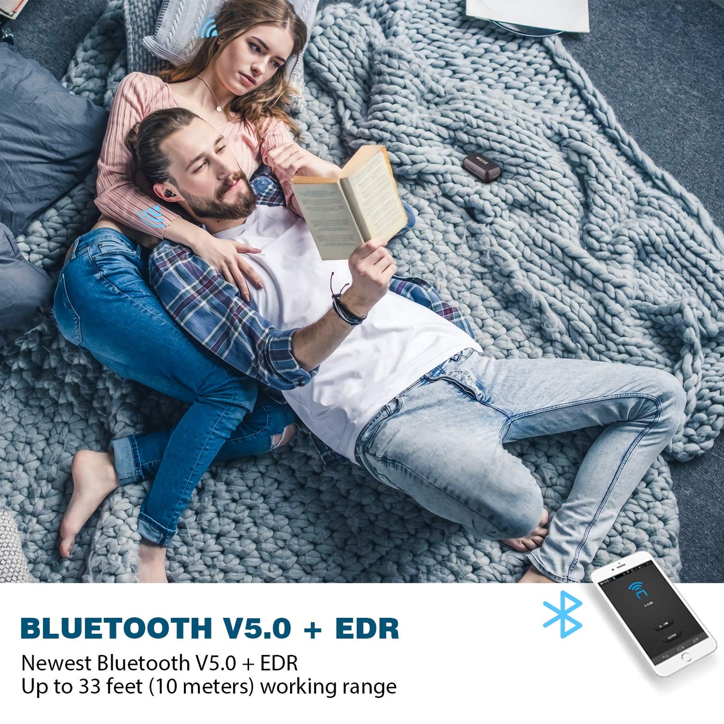 WGGE T1-Pro Bluetooth 5.0+EDR Wireless Earbuds sweat-proof TWS Stereo Headphones in Ear Built in Mic Headset Premium Sound with Deep Bass and Fast…