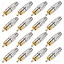 Fielect 50Pcs RCA Male Plug Connector Adapter, Solderless Gold Plated Audio Video Cable Adapter Connector for Speaker Wire, Home Theater, Amplifier