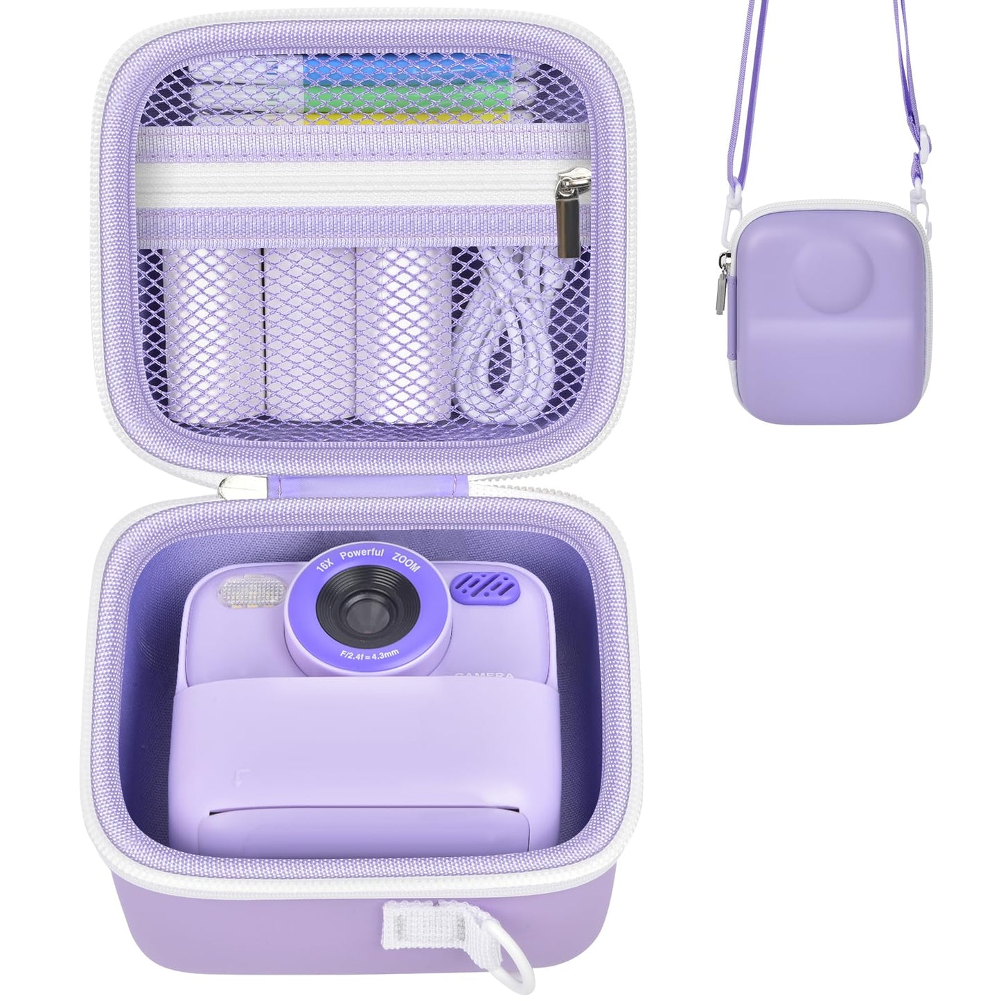 Kids Instant Print Camera Case for Cimizi, for Masterbee, for Dylanto, for BOFIDAR, Portable Storage Bag with Shoulder Strap, Mesh Pocket for Print