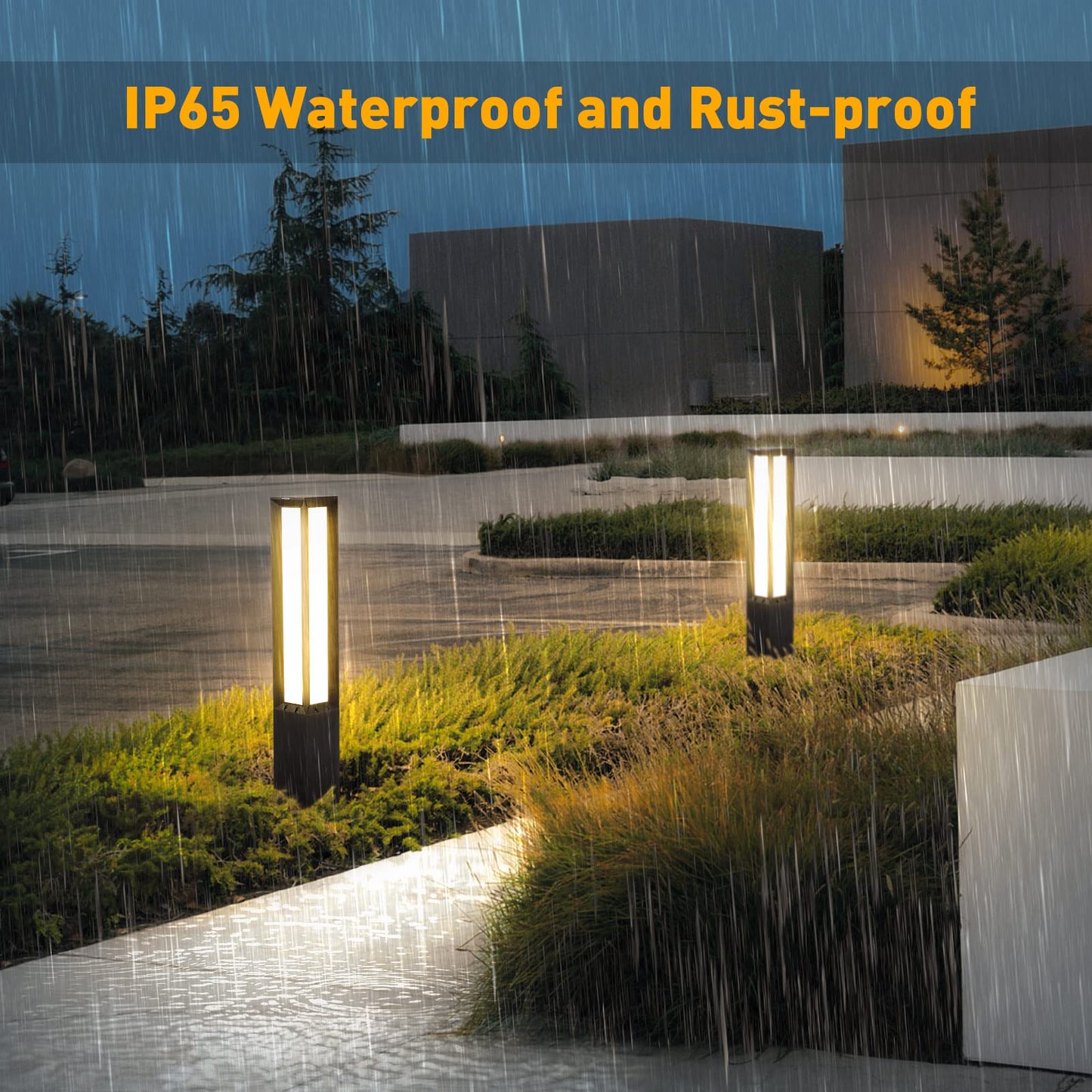 Linkmoon Landscape Path Light, Aluminum 8W 800LM Luxury LED Lighting, 32 Inches Modern Outdoor Bollard Lighting for Lawn, Patio, Courtyard
