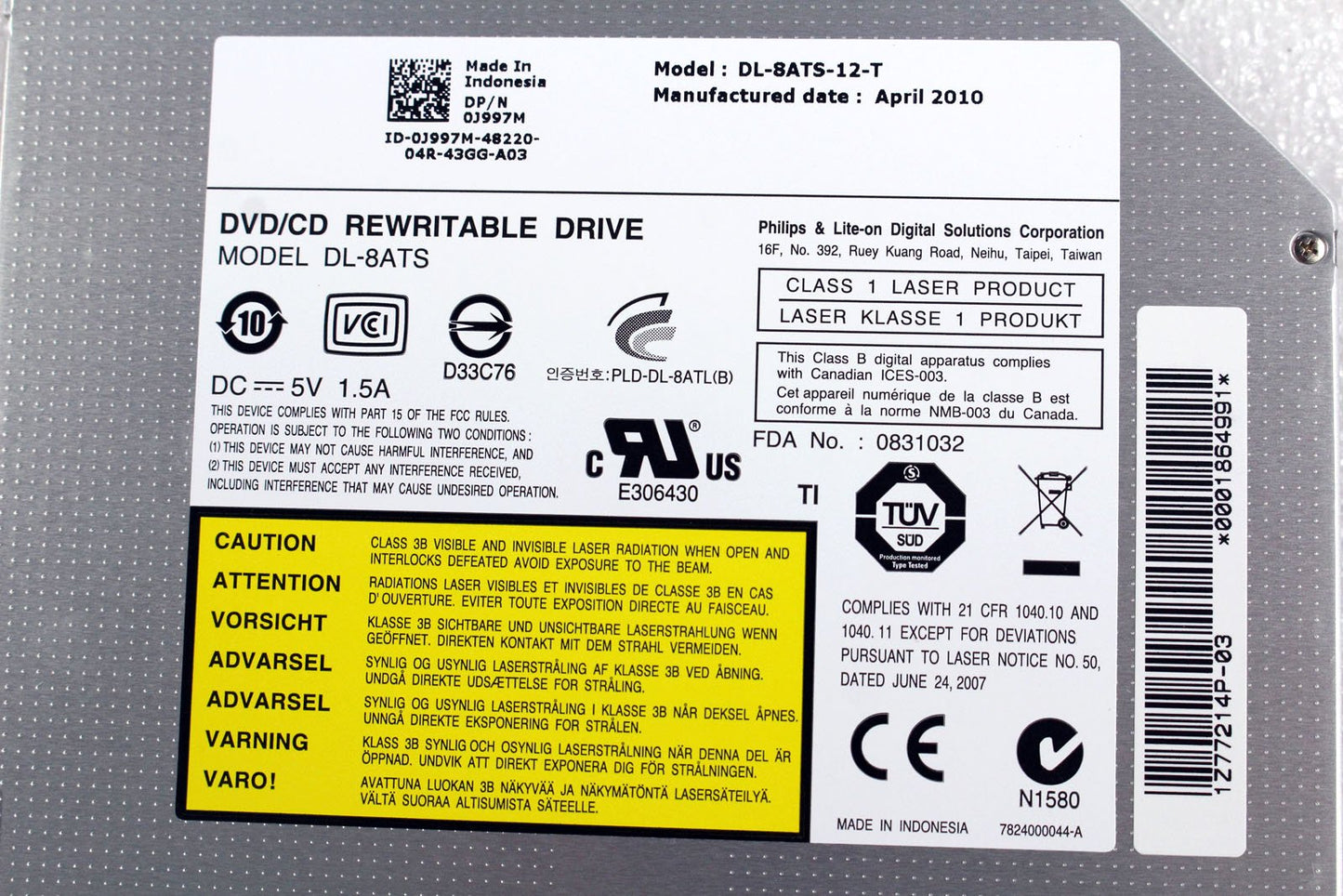 Others J997M DL-8ATS 8X Slotload SATA DVD+/-RW for Studio 1535,1536 & 1537 (DL8ATS)