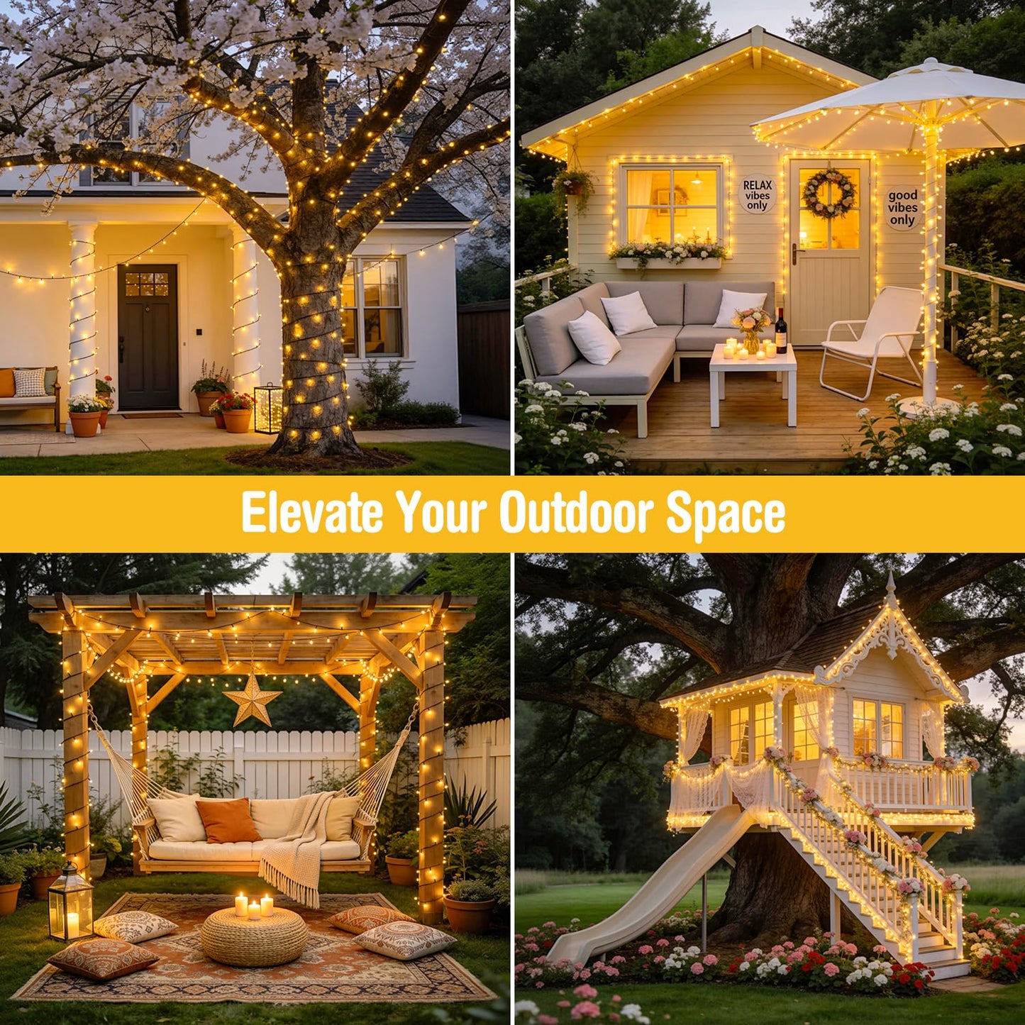 JMEXSUSS 66ft 200 LED Christmas Lights Outdoor, Warm White Christmas Tree Lights Indoor Plug in, 8 Modes Twinkle String Light for Outside Bedroom