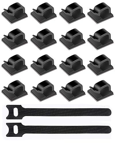 Xuduvay 60 PCS Adhesive Cable Clips,10 PCS 6 Inches Reusable Cable Ties,Durable Strong Cable Wire Management for Car, Office and Home