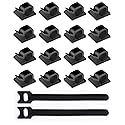 Xuduvay 60 PCS Adhesive Cable Clips,10 PCS 6 Inches Reusable Cable Ties,Durable Strong Cable Wire Management for Car, Office and Home