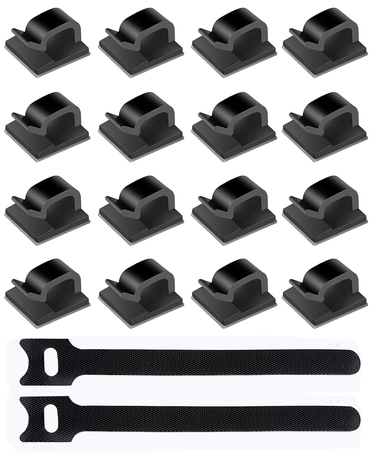 Xuduvay 60 PCS Adhesive Cable Clips,10 PCS 6 Inches Reusable Cable Ties,Durable Strong Cable Wire Management for Car, Office and Home