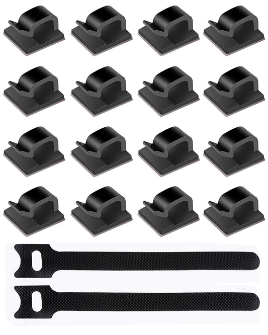Xuduvay 60 PCS Adhesive Cable Clips,10 PCS 6 Inches Reusable Cable Ties,Durable Strong Cable Wire Management for Car, Office and Home
