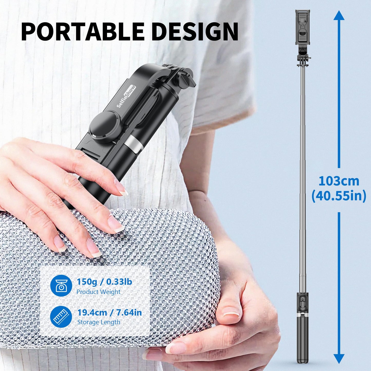 Selfie Stick Tripod, All in One Extendable & Portable iPhone Tripod Selfie Stick with Wireless Remote Compatible with iPhone 17 16 15 14 13 12 pro Xs