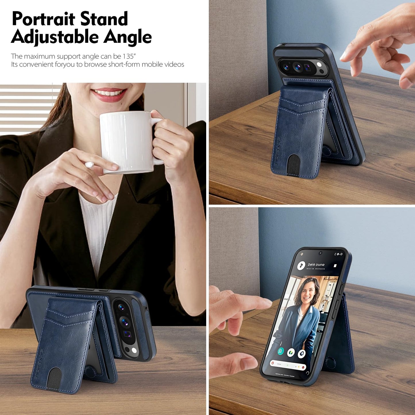 SkyEagle Compatible with Magsafe 2 in 1 Detachable Google Pixel 9 Pro XL Wallet Case with Card Holder,Women Men Magnetic PU Leather Phone Case RFID