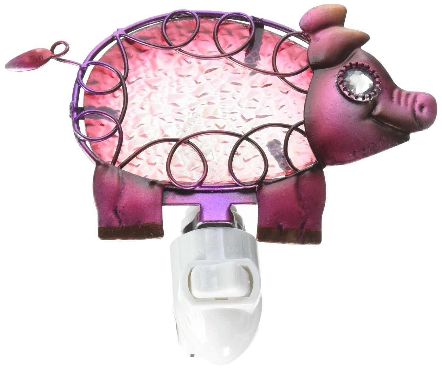 Puzzled Glass Pig Night Light - Decorative Glass Art Animal Night Light for Kids with On and Off Switch, Cute Lamp for Nursery Room, Perfect Plug in