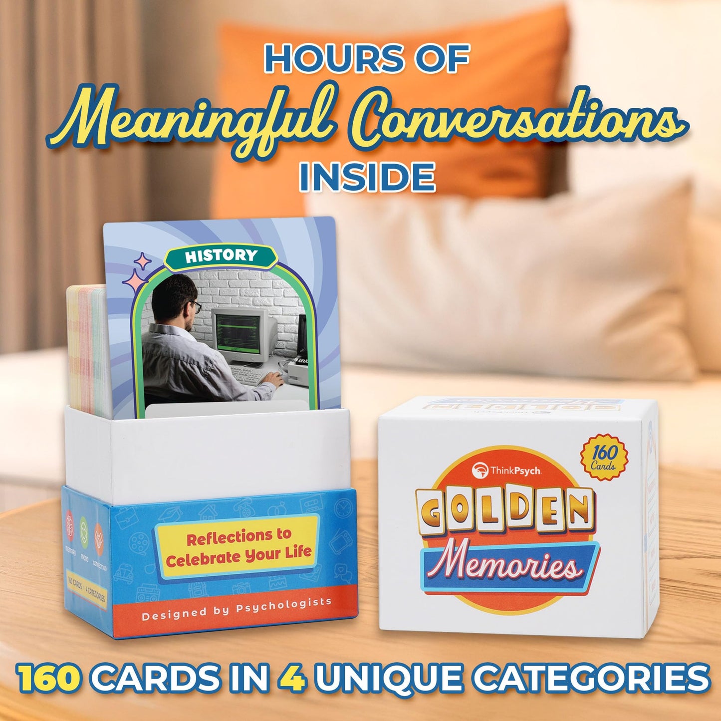ThinkPsych Golden Memories - Conversation & Memory Game for Seniors | 160 Topics | Reminiscence Therapy | Dementia Activities for Seniors & Alzheimer