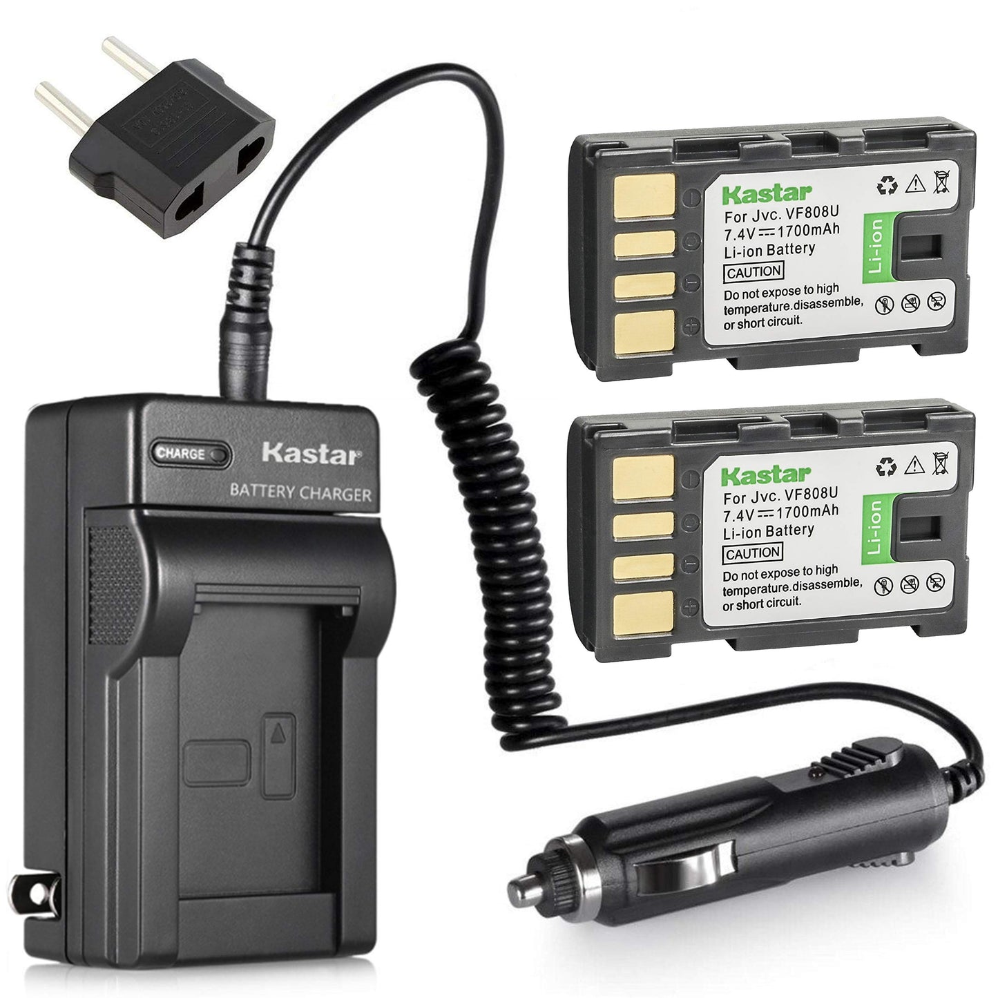 Kastar Battery 2-Pack and Charger Replace for JVC Everio GZ-HD300AU GZ-HD300BU GZ-HD300RU GZ-HD320 GZ-HM1 GZ-HM110 GZ-HM200 GZ-HM400 GZ-HM80 GZ-HM90