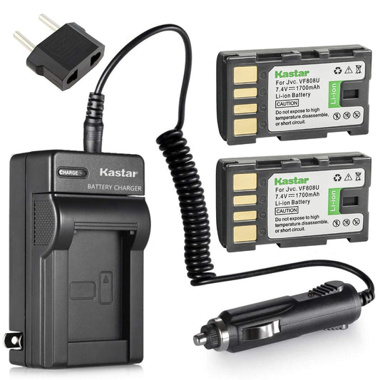 Kastar Battery 2-Pack and Charger Replace for JVC Everio GZ-HD300AU GZ-HD300BU GZ-HD300RU GZ-HD320 GZ-HM1 GZ-HM110 GZ-HM200 GZ-HM400 GZ-HM80 GZ-HM90