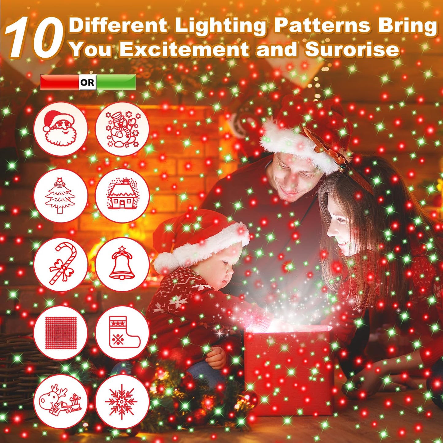 Christmas Projector Lights Outdoor, Waterproof Christmas Decorations Led Lights Projector with Remote Control Timer Indoor Firefly Light for Xmas Yard