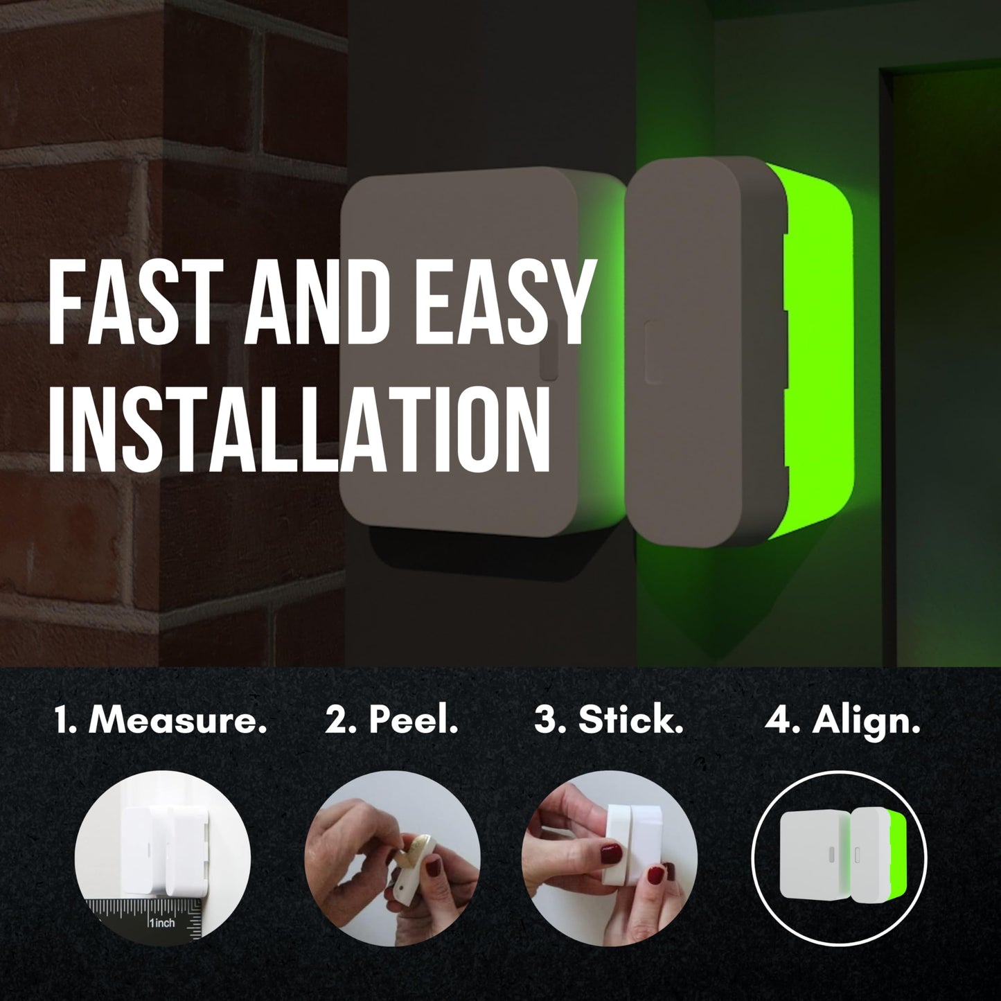 Alarm Magnet Riser Compatible with SimpliSafe | 2 Pack Glow in the Dark Set with 3M Adhesive - Easy Mount to Any Doorway, Window, and Entryway |