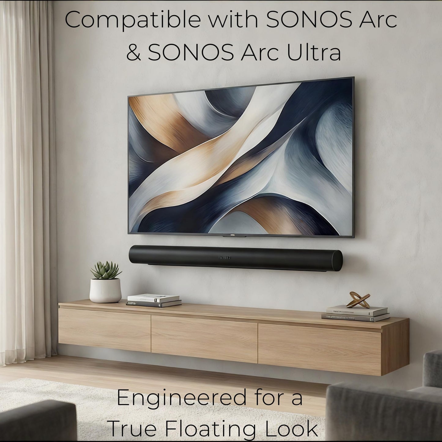 ynVISION.DESIGN Soundbar Wall Mount Bracket compatible with Sonos Arc Ultra and Arc - Includes All Hardware and Anchors for Drywall/Hard Surface