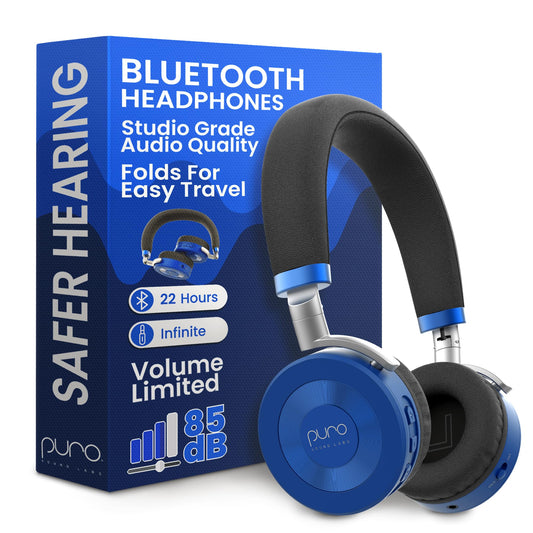 Puro Sound Labs JuniorJam Plus Volume-Limiting Wireless Bluetooth Headphones for Kids, Secure Audio with Adjustable On-Ear Design, 22-Hour Battery