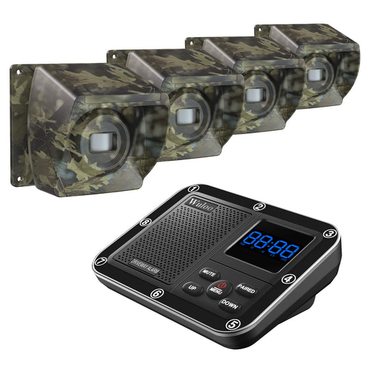 1800 Ft Wireless Outside Driveway Alarm Outdoor Motion Sensor & Detector Driveway Alert System, Rechargeable Battery/Weatherproof/Mute Mode/Clock