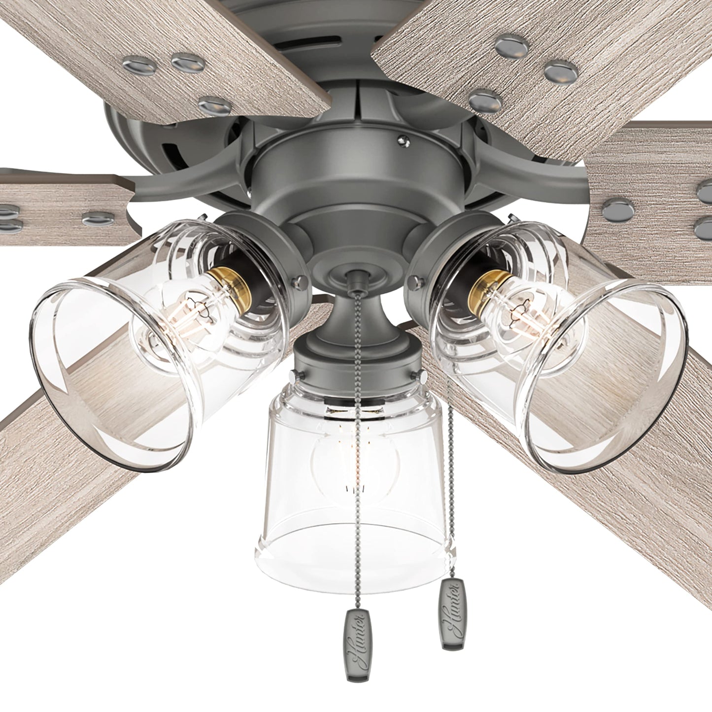 Hunter Fan 52 inch Casual Matte Silver Indoor Ceiling Fan with LED Light Kit and Pull Chain (Renewed)