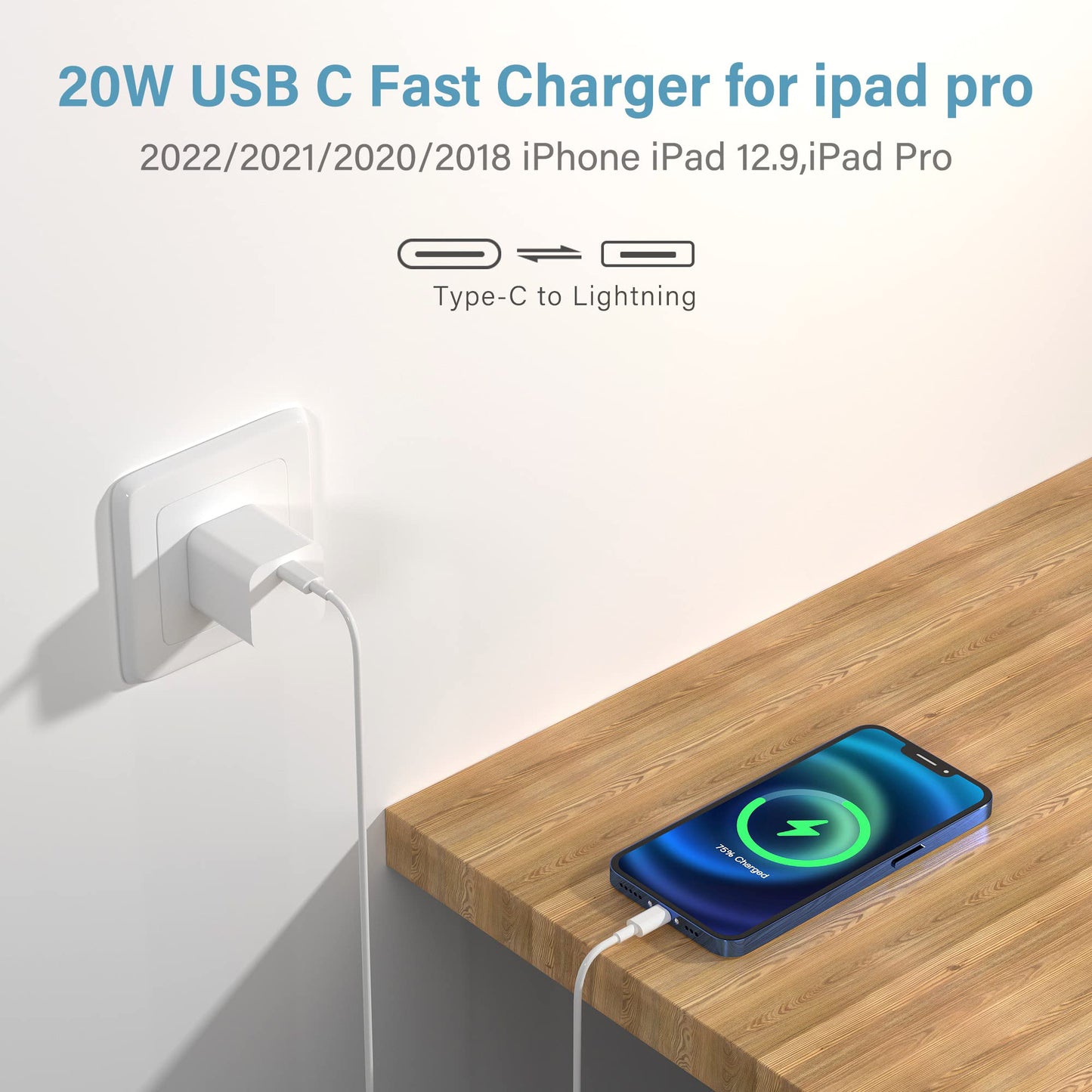 20W USB-C Fast Charger 2Pack for iPhone 16/15/14 PD 3.0 Wall Charger Brick