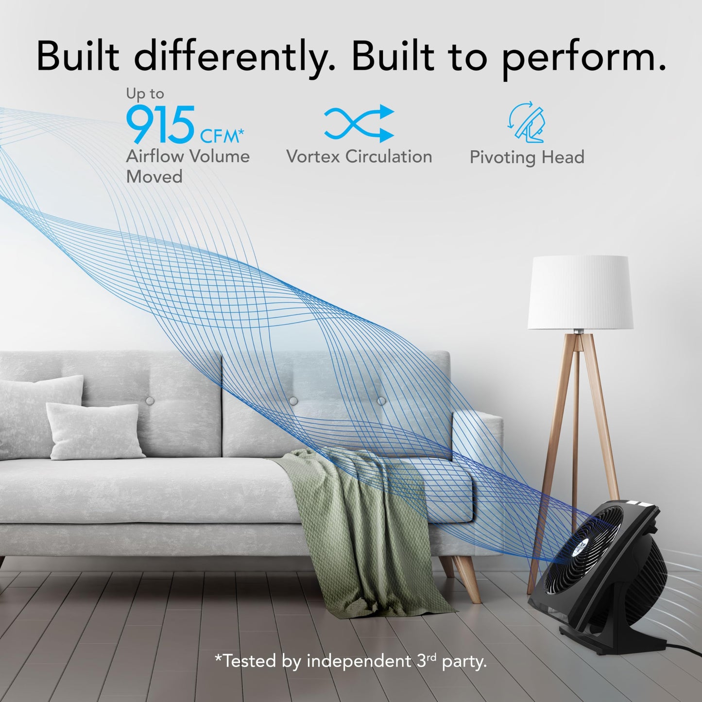 Vornado 673T Whole Room Air Circulator Fan, 3 Speed Settings, 90 Degree Pivoting Head, Deep Pitched Blades, Vortex Action Technology, Black Electric