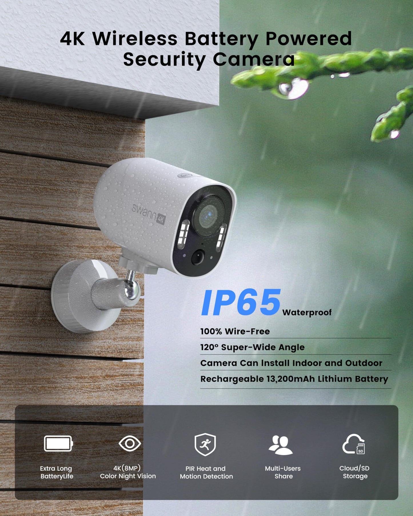 Swann Xtreem 4K 2Pack Wireless Security Cameras with 32GB Micro SD & Cloud Storage, Indoor & Outdoor Surveillance, Ideal for Baby Monitor & Home