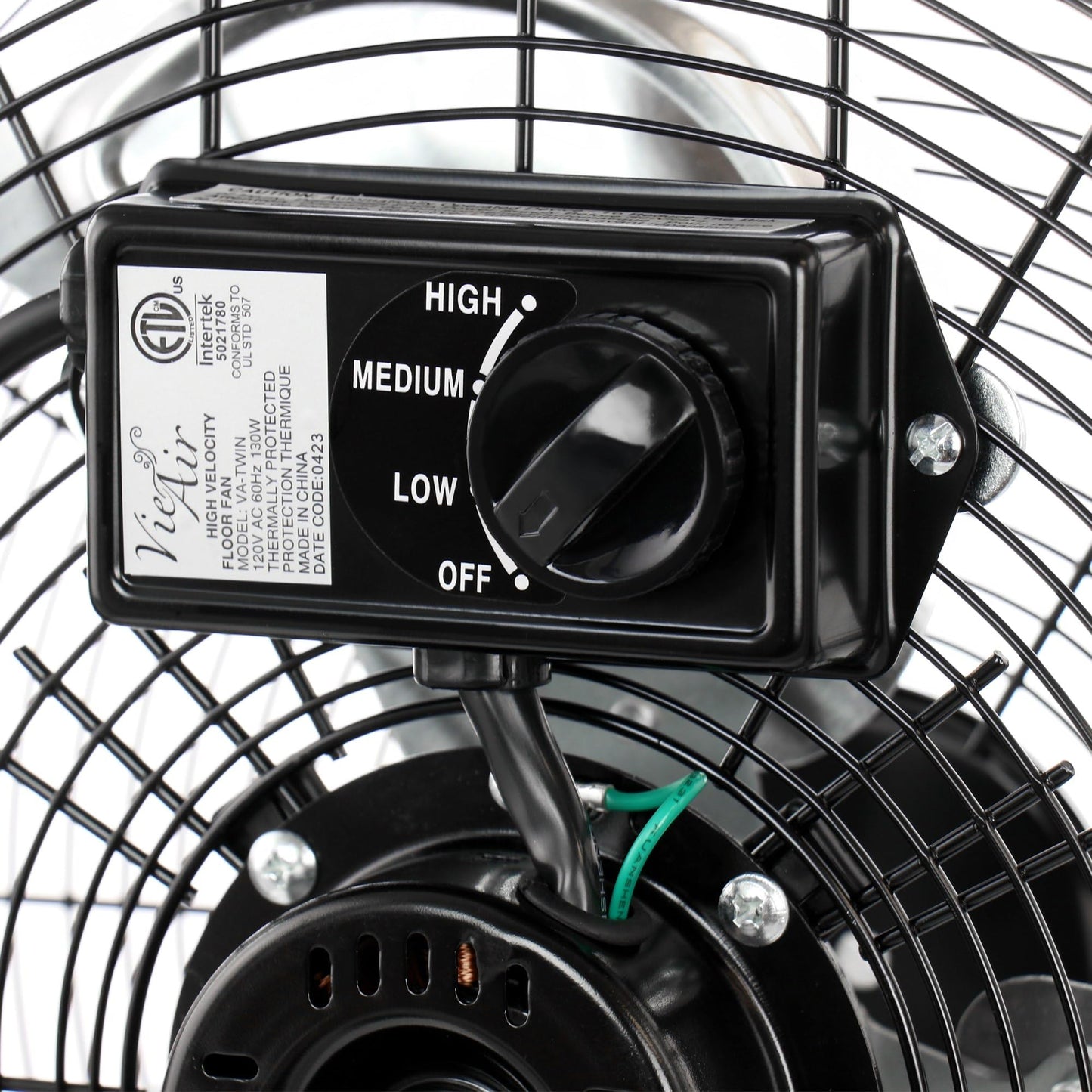 Vie Air 20 Inch Twin Pack Industrial Tilting High Velocity 3 Speed Metal Floor Fan, Black