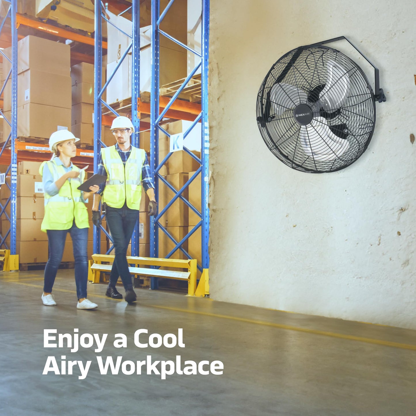 NEXAIR 18 Inch High-Velocity Industrial Wall Fan, 4600CFM Heavy Duty High Output Powerful 3 Speed Wall Fan with 360° Adjustment, for Commercial use