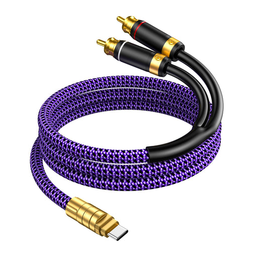 Veimeitk USB C to RCA Audio Cable, Type C to 2 RCA Y Splitter Jack Stereo Cable for iPhone 16 15 Series, Laptop Tablet to Home Theater DVD Amplifier
