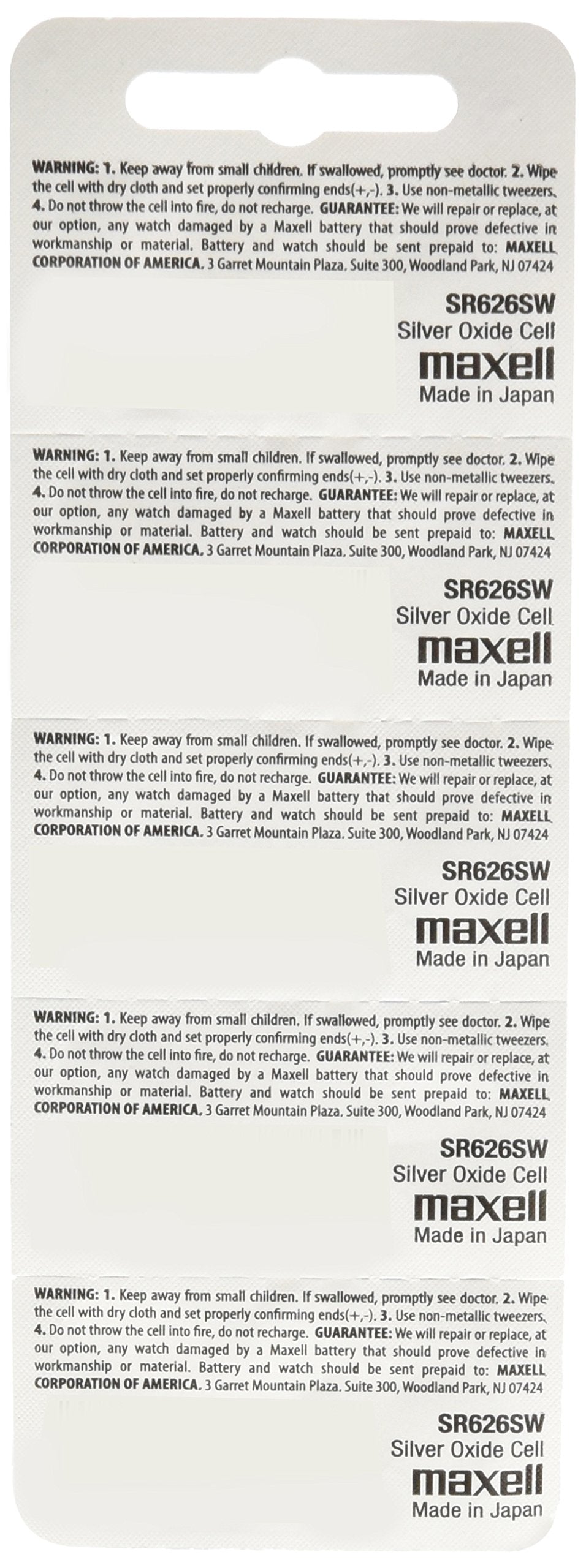 Maxell SR626SW 377 Silver Oxide Watch Battery 5 Pack