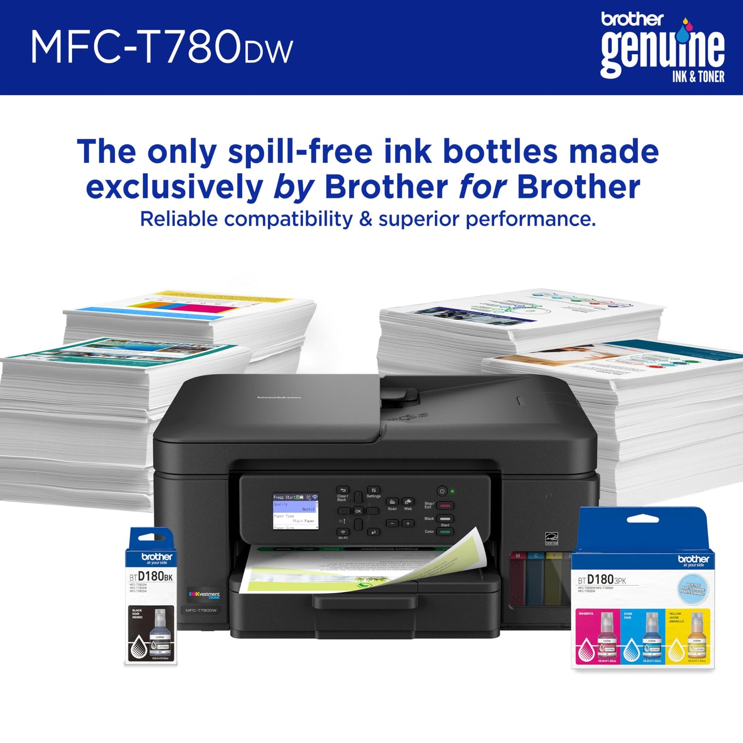 Brother INKvestment Tank 780 Wireless Color Inkjet All-in-One Printer with Duplex Printing | Includes up to 3 Years of Ink in-Box(1) and a 3-Year