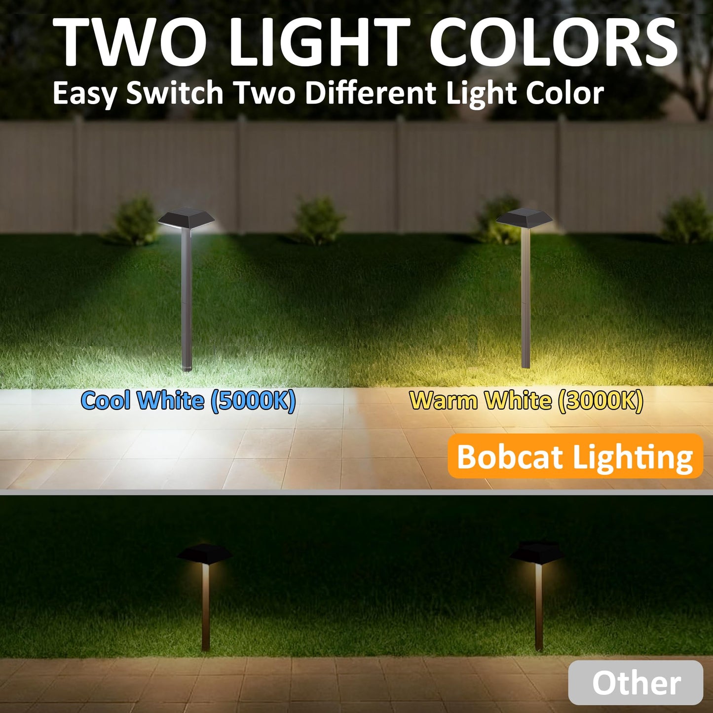 Super Bright 300 Lumens Solar Pathway Lights Outdoor, 2 Lighting Color Modes Warm White & Daylight, Waterproof Landscape LED Lighting for Walkway