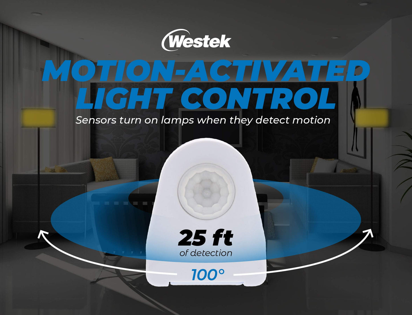 Westek MLC12BC-4 Indoor Plug-in Corded Motion Activated Light Control, Single, White